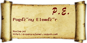 Pogány Elemér névjegykártya
